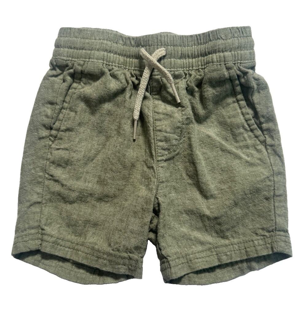 Old Navy Baby Boys Olive Green Pull On Shorts 18-24M Drawstring Cotton